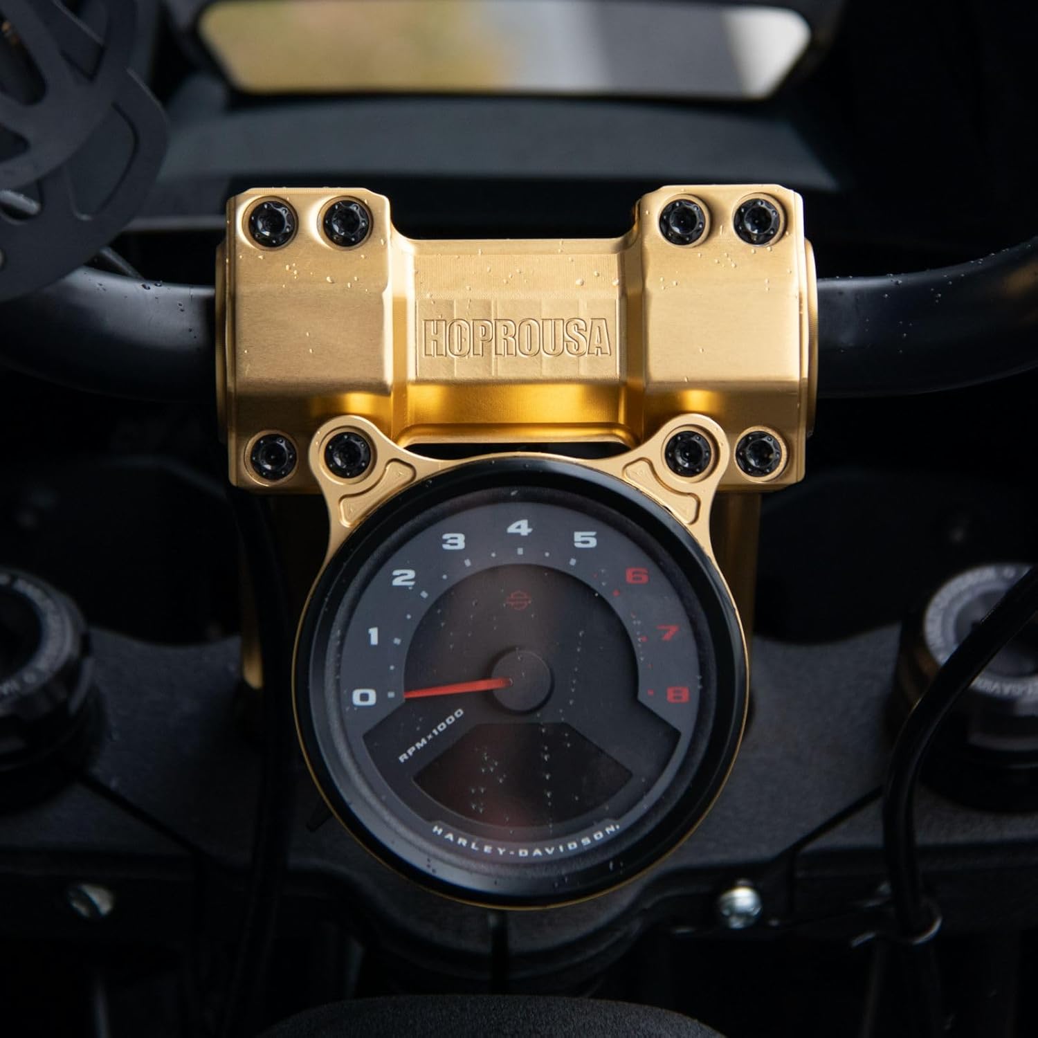 8" Height 1&1.25 inch Size Adjustable Handlebar Riser with Round Digital Gauge 2 inch Pullback Fit For Dyna Fat Bob Street Bob Low Rider Touring Electra Glide Fatboy Aluminum(8" Gold)