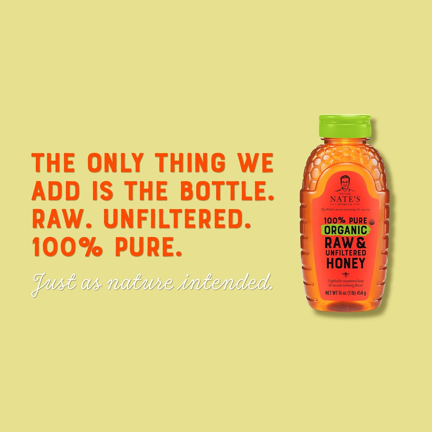 Nate's Organic 100% Pure, Raw & Unfiltered Honey - USDA Certified Organic - 32oz. Squeeze Bottle (Pack of 2)
