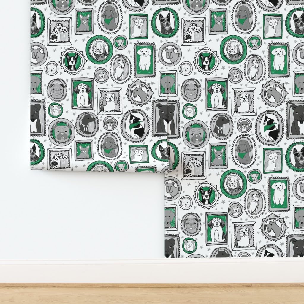 Peel & Stick Wallpaper 3ft x 2ft - Dog Portraits Extra Large Cute Dog Breeds Puppy Pet Lover Dog Mom Custom Removable Wallpaper by Spoonflower