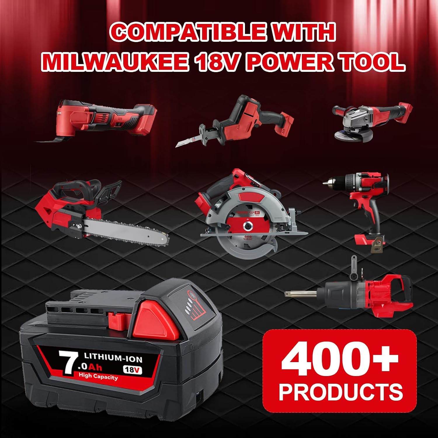 2Pack 7000mAh Replacement for Milwaukee 18V Battery and 12-18C Charger Combo Fast Charging Compatible with Milwaukee Lithium Ion Battery 48-11-1860 48-11-1850 48-11-1820 48-11-1840 48-11-1828