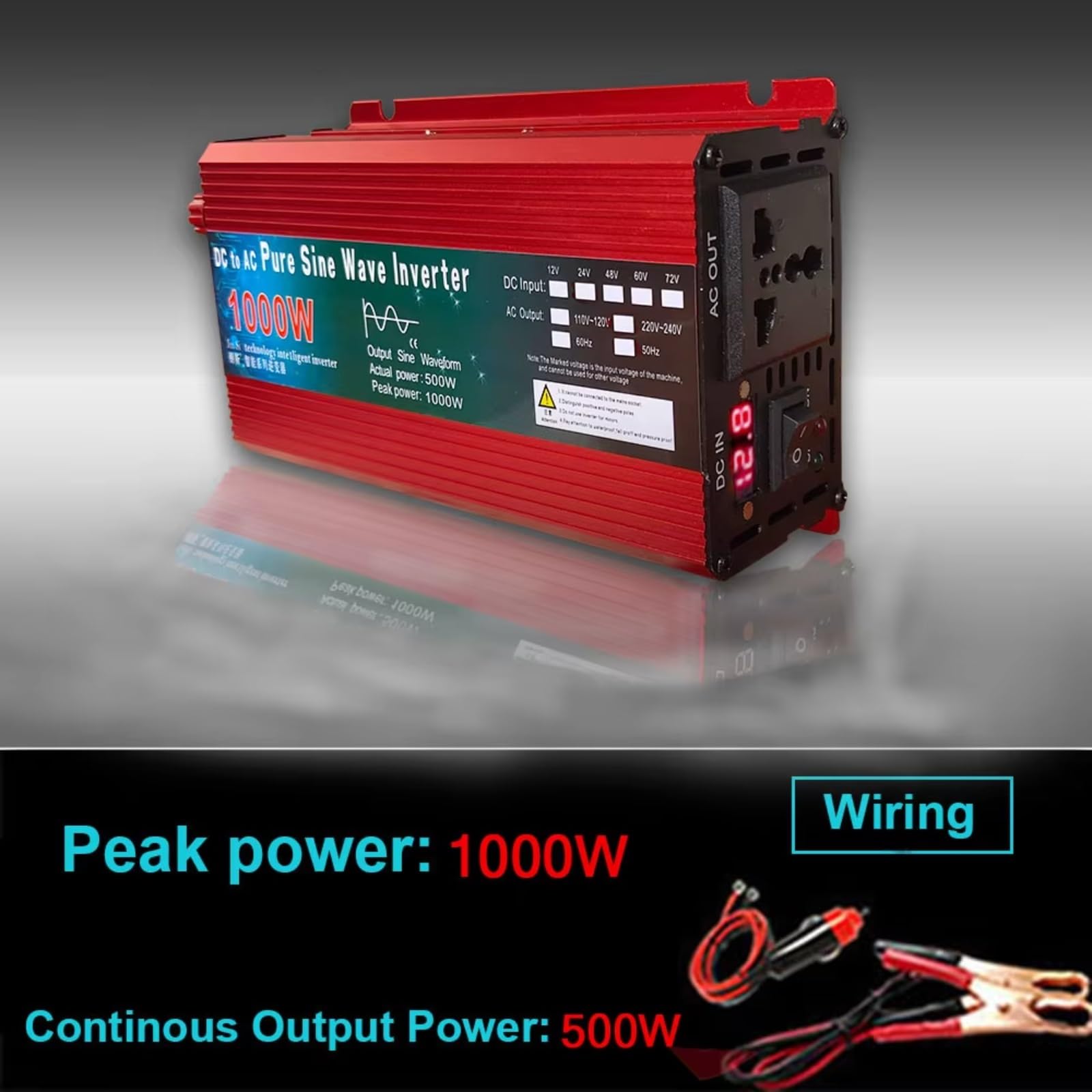 Inversor De Corriente Convertidor Voltaje Onda Sinusoidal Pura 12 V 220 V 1000 W 2000 W 3000 W CC 24 V 48 V 60 V A CA 220 V Microinversor Coche Inversor Onda Pura(1600W,48V,10-120V 60Hz)