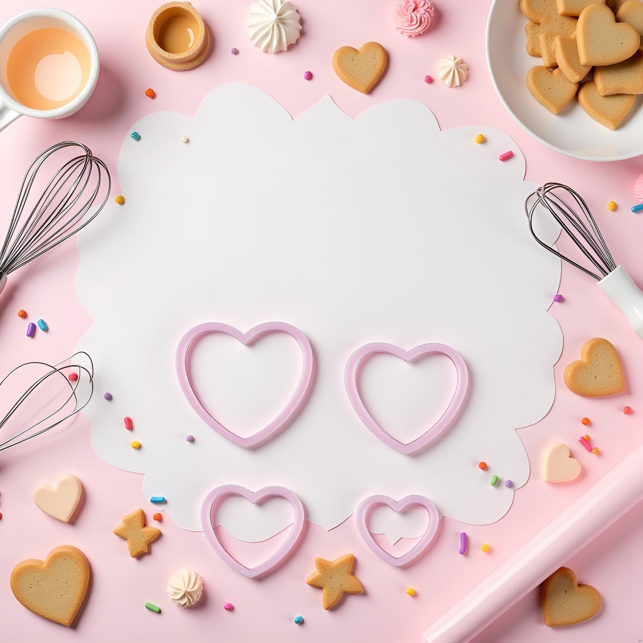Juego de 4 cortadores de galletas con forma de corazón de diferentes tamaños, moldes para sándwiches, fondant, pasteles, utensilios para hornear, moldes para galletas, postres y caramelos,
