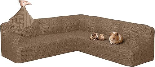 Miniatura 14 de Fundas para sofá seccional en forma de L de ROFASVCO, funda de sofá de 1 pieza elástica, antideslizante, lavable, funda de sofá de forro polar