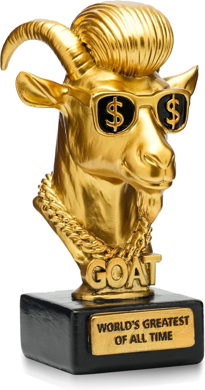 Goat Trophy Awards - Resin Fantasy Football Trophy - Football Trophy Awards and Trophies - Funny Greatest of All Time Trophy for Champion, Office MVP Gifts, Winner & Gag Gifts