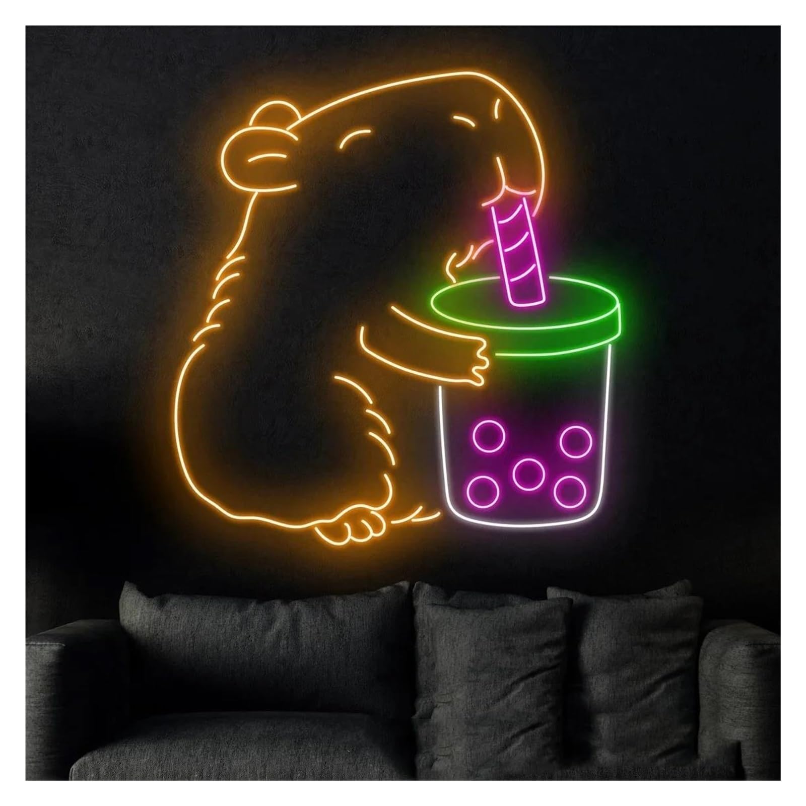 Insegna al neon Tè al latte per insegna per neon per alimentazione per luminosità regolabile per luci per 38cmx38cm