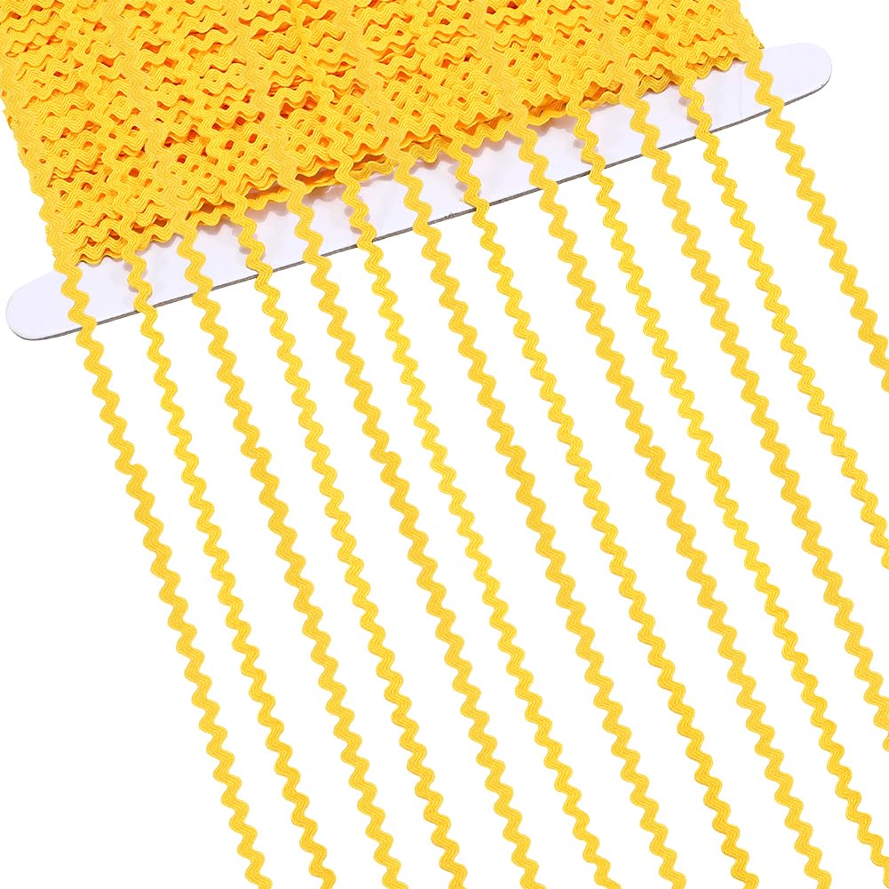 GORGECRAFT 44 Yards RIC Rac 1/8 inch Rick Rack Trim Rickrack Lace Wave Ribbon Goldenrod Zig Zag Wave Bending Fringe Lace Trim S Shaped Woven Braided Fabric for Sewing DIY Crafts Wedding