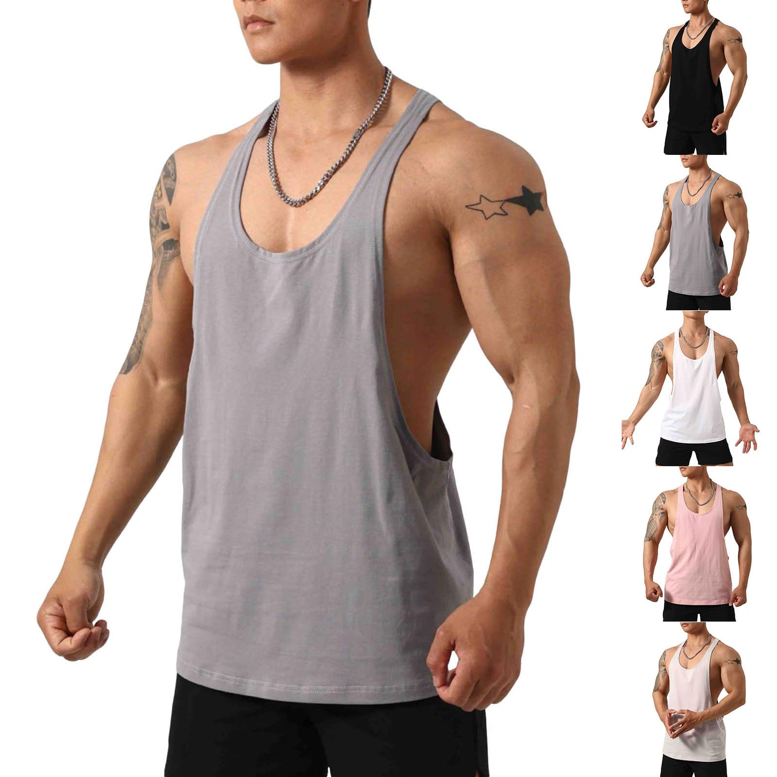 Canotte da uomo in cotone canotte in tinta unita estate atletica allenamento muscolare canotte da allenamento culturismo camicie