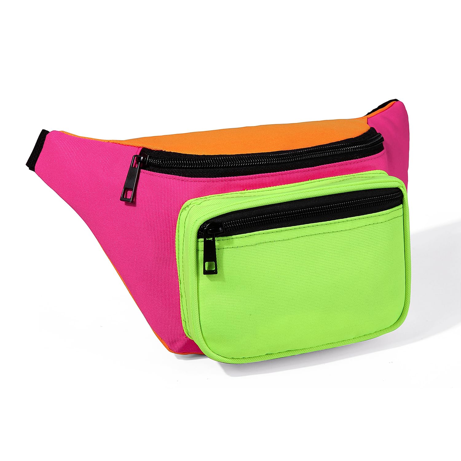 MIAIULIA 80s Neon Waist Fanny Pack for 80s Costumes,Festival Travel Party(Green Rose Orange)