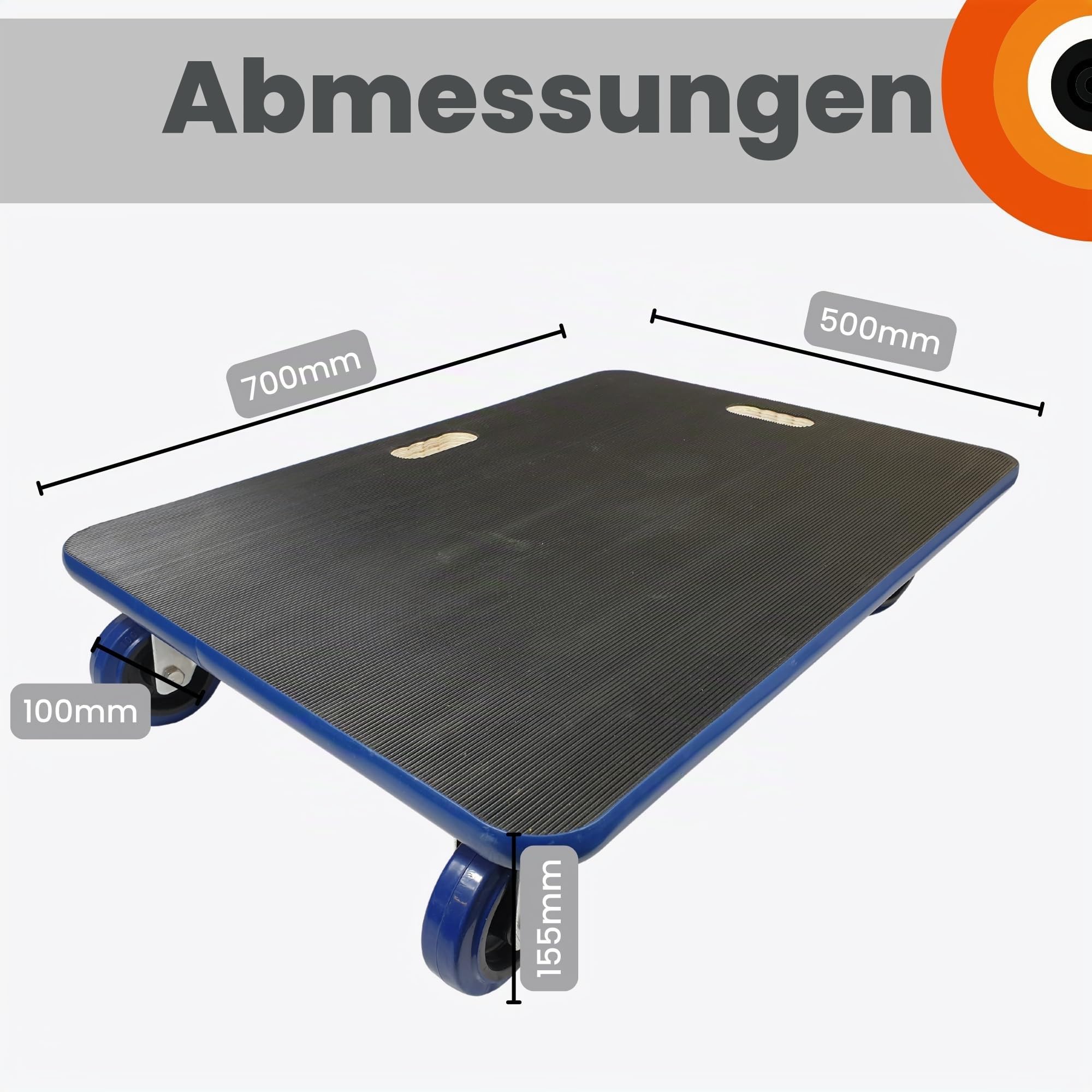 Move-It Transportroller, 450 kg Tragkraft, robuster Wagen zum Bewegen von Möbelgeräten, rutschfeste Unterseite, industrielle gewerbliche Nutzung, schwarz (70 x 50 cm)