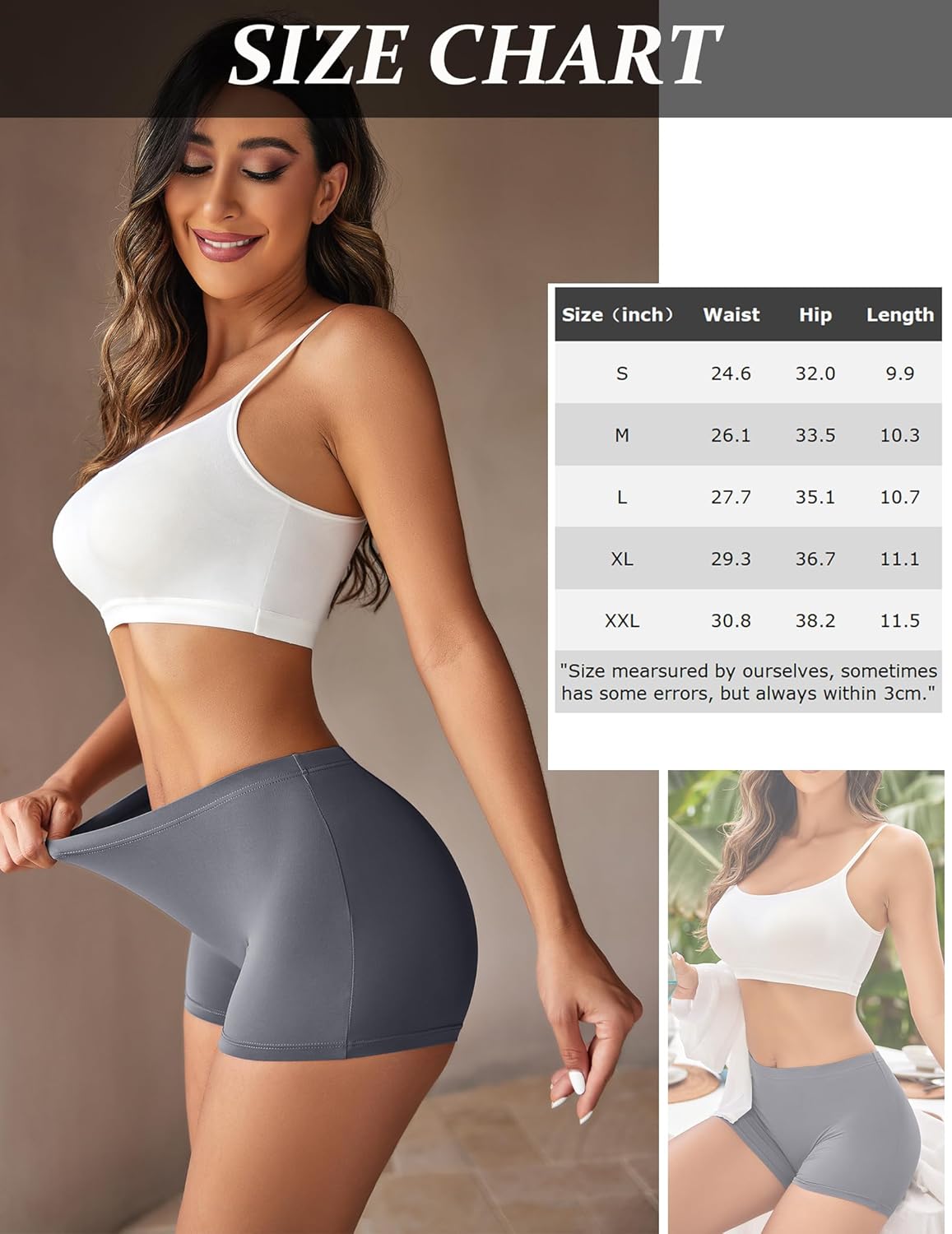 Ekouaer Boyshort Panties Women's Soft Underwear Briefs Invisible Hipster 3 Pack Seamless Boxer Brief Panties S-XXL - Image 6