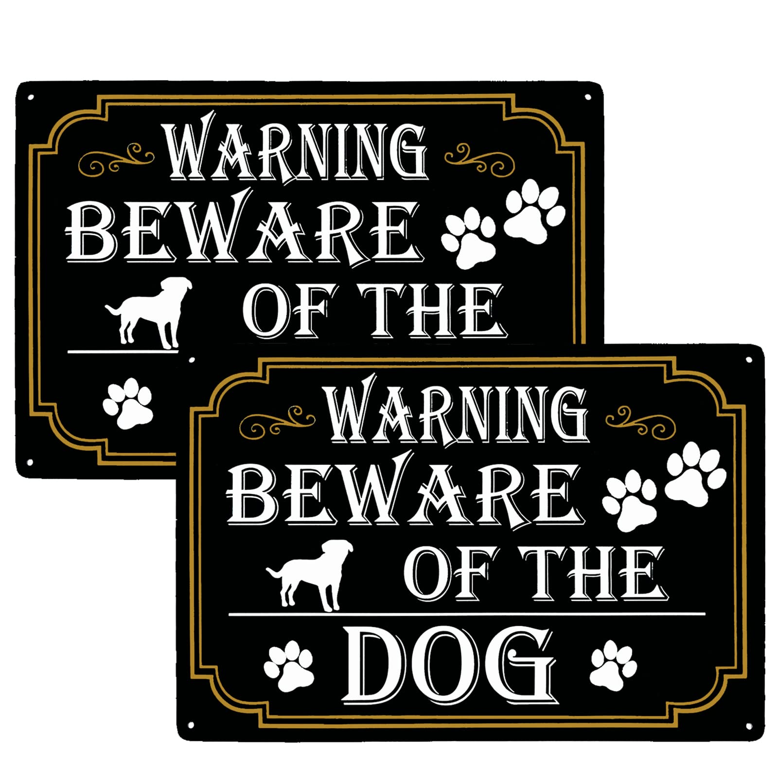 WOSTOD Warning Beware of The Dog Vintage Metal Tin Signs for Fence Lawn Garden Yard Signs Outdoor Indoor Use 8X12Inch (2 Pack)-image-8