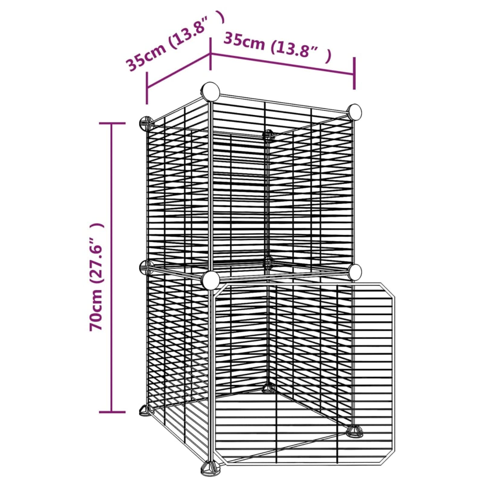 Homgoday Klatka dla zwierząt 8 paneli z czarnymi drzwiami 35 x 35 cm stal, dekoracja klatki dla psa klatka dla psa wewnętrzna Kennel dla psów klatki dla psów ogrodzenie dla psów na zewnątrz model