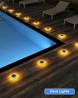 Vista 2 de Luces solares para escalones al aire libre resistentes al agua, paquete de 4 luces planas de color blanco cálido alimentadas por energía solar