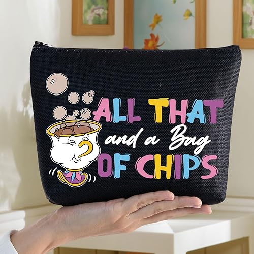 Vista 20 de BWWKTOP Bolsa de maquillaje Mrs. Potts And Chip Beauty Beast Inspired Gifts All That And A Bag of Chips Chip Merchandise, Bolsa De Chips, Bolsa