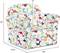 Vista 28 de Costzon Flyman - Sofá para niños, sillón con reposabrazos con patrón, muebles para niños pequeños con construcción de madera resistente, preescolar