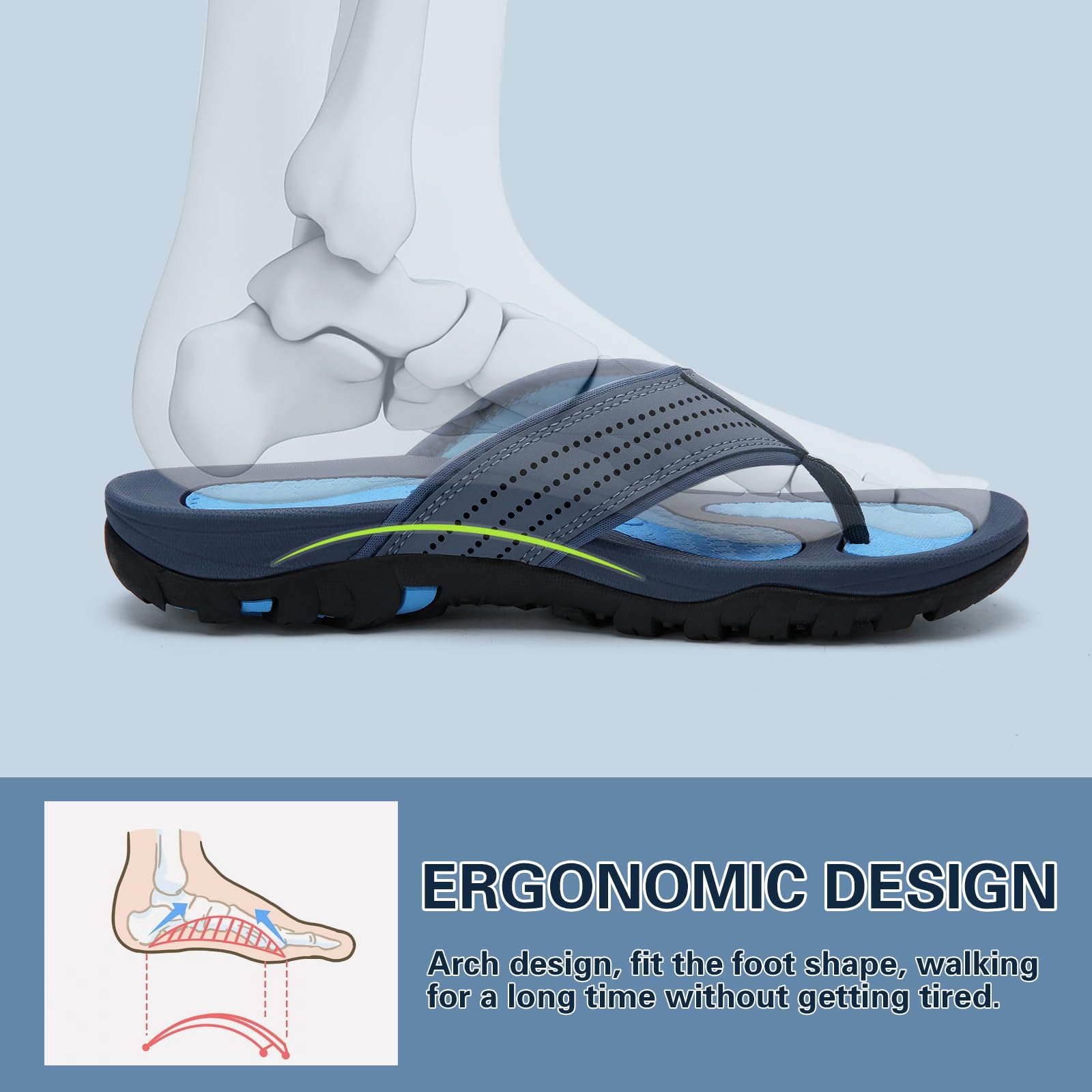 WateLves Chanclas Hombre Flip Flops con Soporte para el Arco Sandalias de playa Antideslizantes Comodas Fascitis Plantar Ortopedicas
