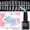 Gelike EC Soft Gel Nail Tip and Glue Gel Kit, Resin Gel Nail X Tips with Full Cover and Etched, Acrylic Nail Extensions Kit with Portable UV Light 240PCS Almond & Square Shape