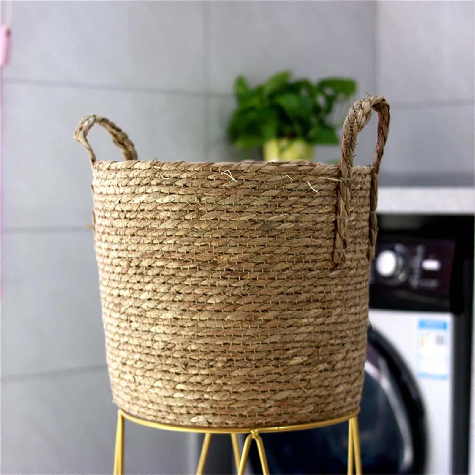 Panier Plante 3 pièces Panier de jardinière tissé à la Main Rangement Linge décoratif Paille Osier rotin jonc mer Pot Fleur Jardin(A 22CM)