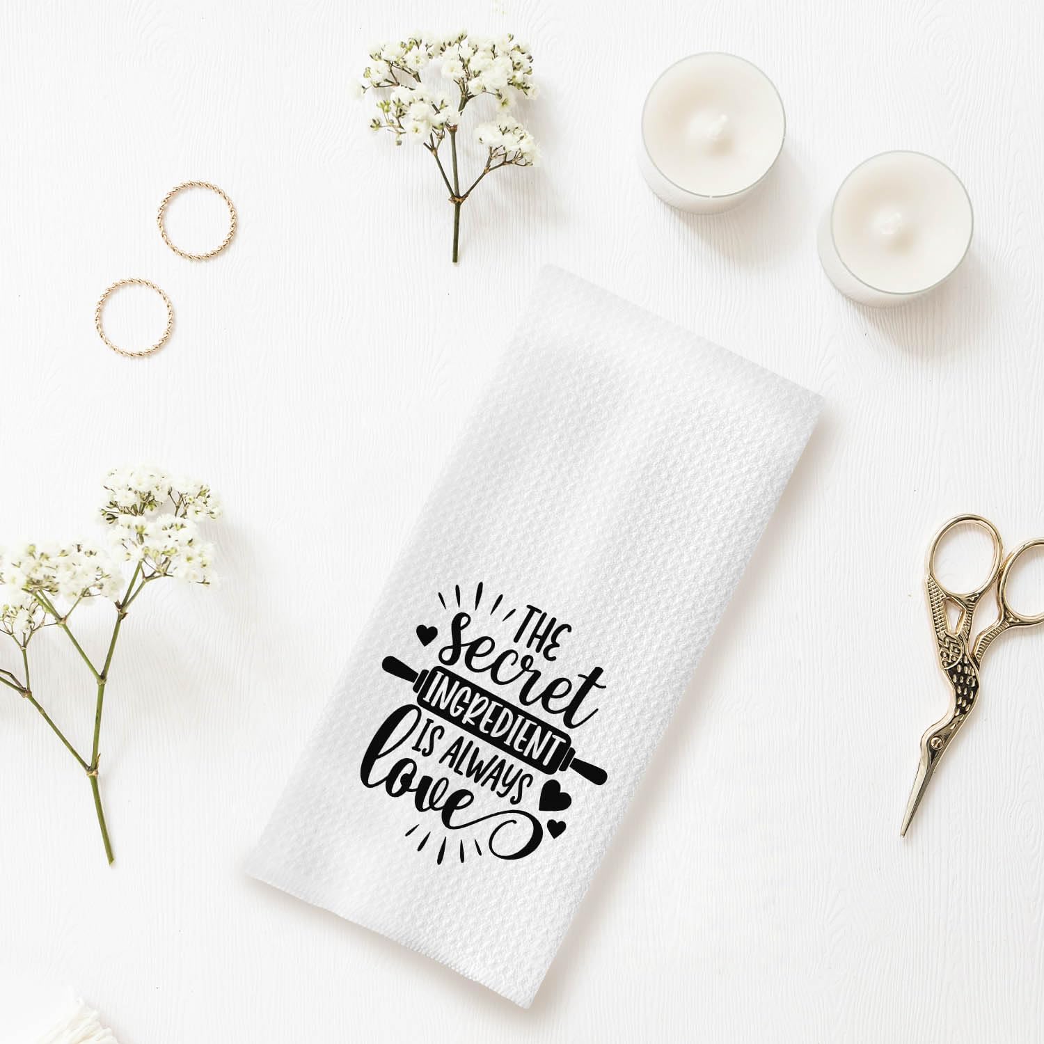 Love Kitchen Towels, The Secret Ingredient is Always Love Decorative Hand Dish Towels, Kitchen Towel Gifts for Mom Grandma Wife, 16x24 Inch - Image 4