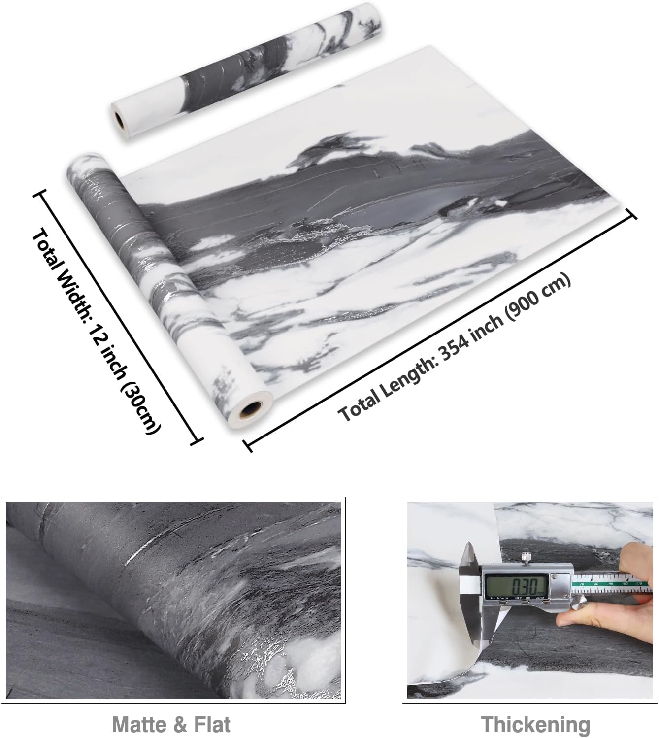 CRE8TIVE Silver Grey White Marble Contact Paper 12"x354" Liquid Marble Peel and Stick Wallpaper for Kitchen Countertops Waterproof Self Adhesive Renter Friendly Vinyl Wrap for Bathroom Cabinets Walls