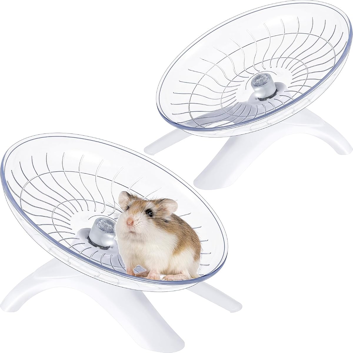 2 Piezas Platillo Volador para Hámster Rueda de Ejercicio para Correr Silenciosa Juguetes para Hámster Rueda de Ejercicio Silenciosa para Hámsters Jerbos Ratones Erizo Conejillo de Indias y Otras Mascotas Pequeñas