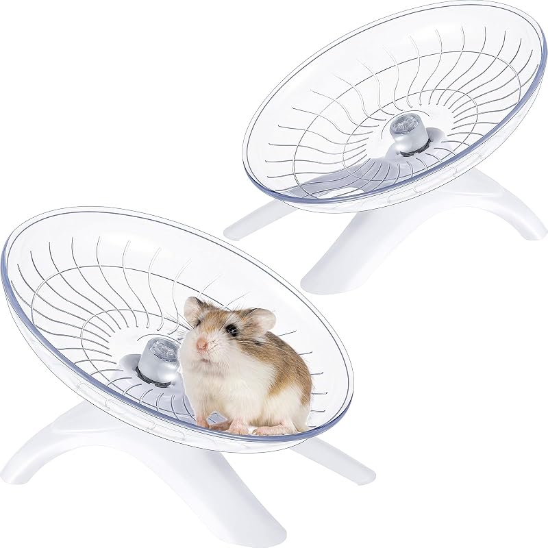 2 Piezas Platillo Volador para Hámster Rueda de Ejercicio para Correr Silenciosa Juguetes para Hámster Rueda de Ejercicio Silenciosa para Hámsters Jerbos Ratones Erizo Conejillo de Indias y Otras Mascotas Pequeñas