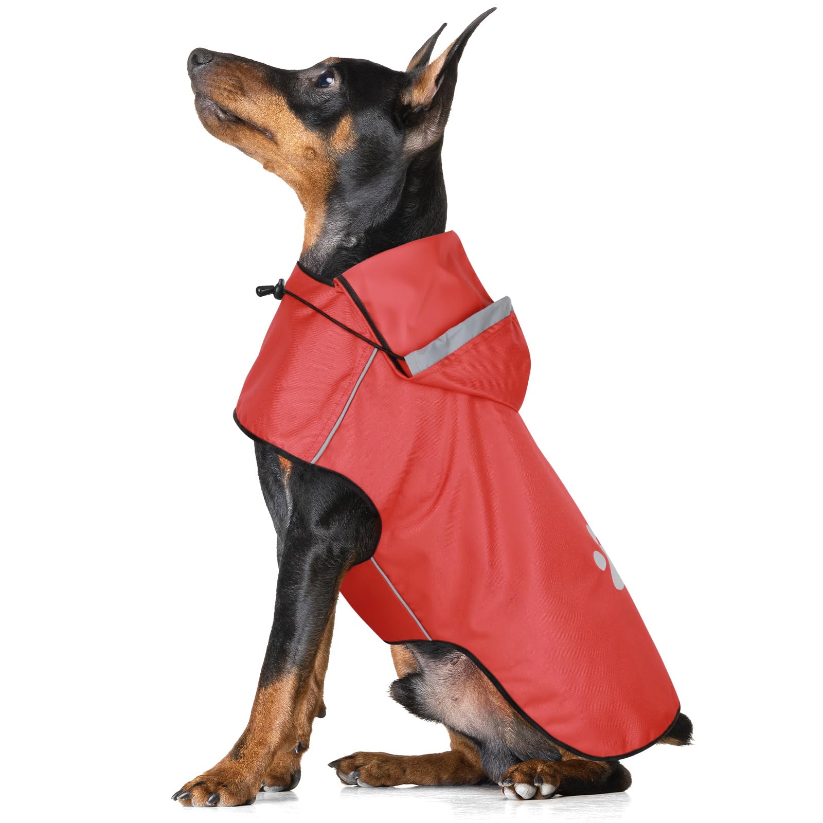 Hunde Regenmantel Kleine Hunde, Verstellbarer Regenjacke mit Klettverschluss - Ultraleicht & Wasserdicht Hunderegenmantel mit Reflektierenden Kapuze für Spaziergänge (S | Rot)