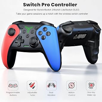 HASACOOL Wireless Switch Controller for Nintendo Switch/Switch 2/Lite/OLED, Switch Controller with a Mouse Touch Feeling on Back Buttons, Extra Switch Pro Controller with Wake-up,Programmable, Turbo