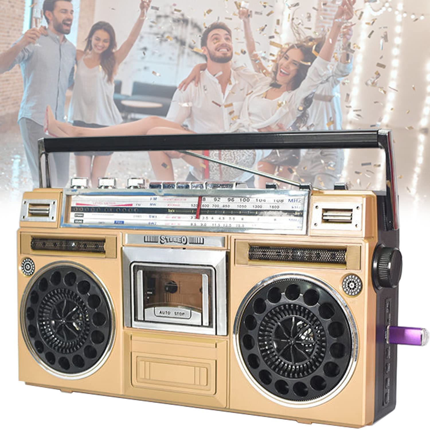 Przenośny Boombox, Przenośny Rejestrator Odtwarzacza Kasetowego, Retro Błękitnogootek, Wsparcie SD/USB, Radio Radio-4 AM/FM, USB I SD