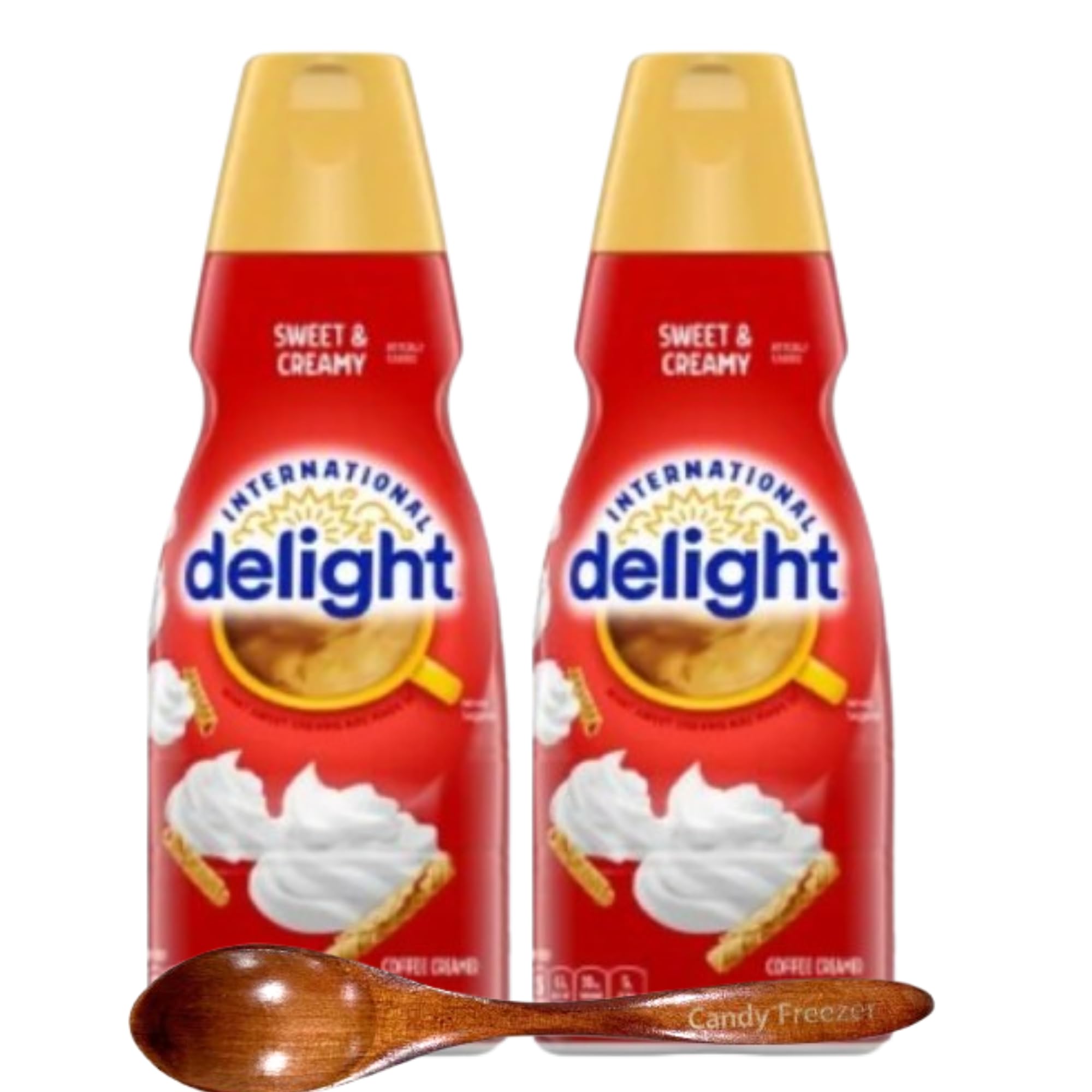 Candy Freezer International-Delight Liquid Coffee Creamer.- Two (2) 32 fl oz Bottles of Creamy Smooth Delightful Coffee Creamer plus Candy Freezer