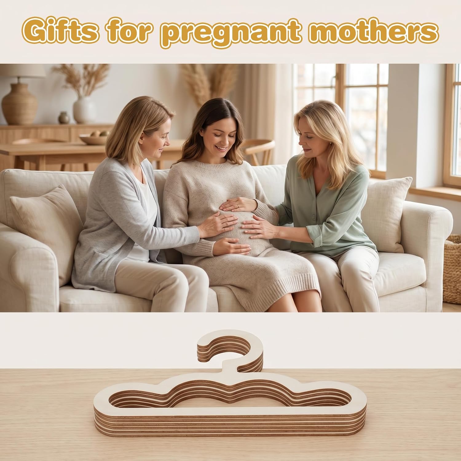 12 Pcs Wooden Baby Hangers, Cute Cloud Shape Wood Clothes Hanger, 8.6 Inch Anti-Slip Coat Hangers for Kids Toddlers Children Infant for Closet Coat Pants Clothing Storage
