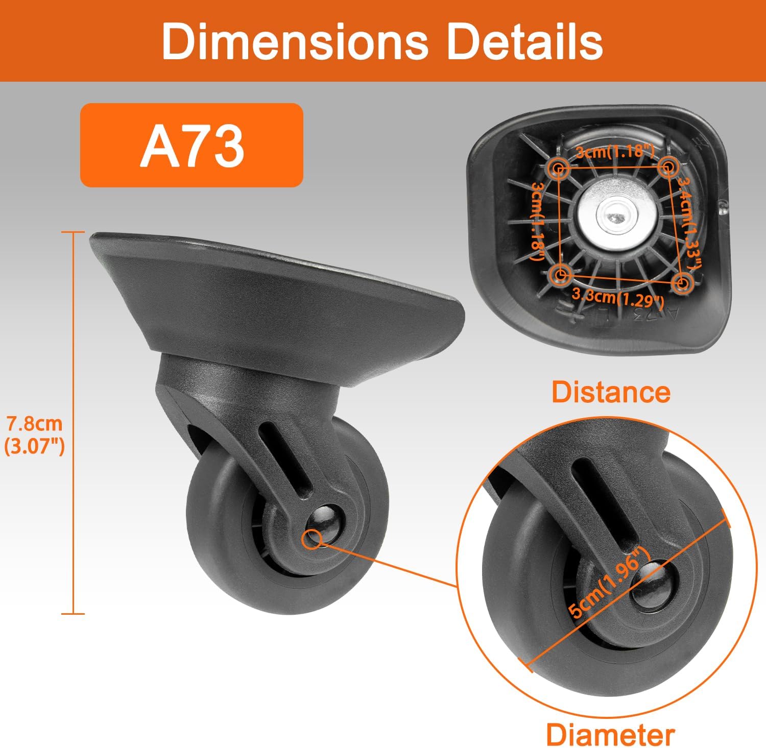 Wheels for Samsonite Luggage, Replacement Kit for Suitcase(A73) image 3