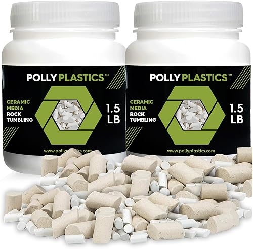 Miniatura 10 de Polly Plastics Medios de Relleno Cerámicos para Pulido de Rocas (Tamaño de Cilindro Pequeño) Gránulos de Cerámica No Abrasivos para Todo Tipo