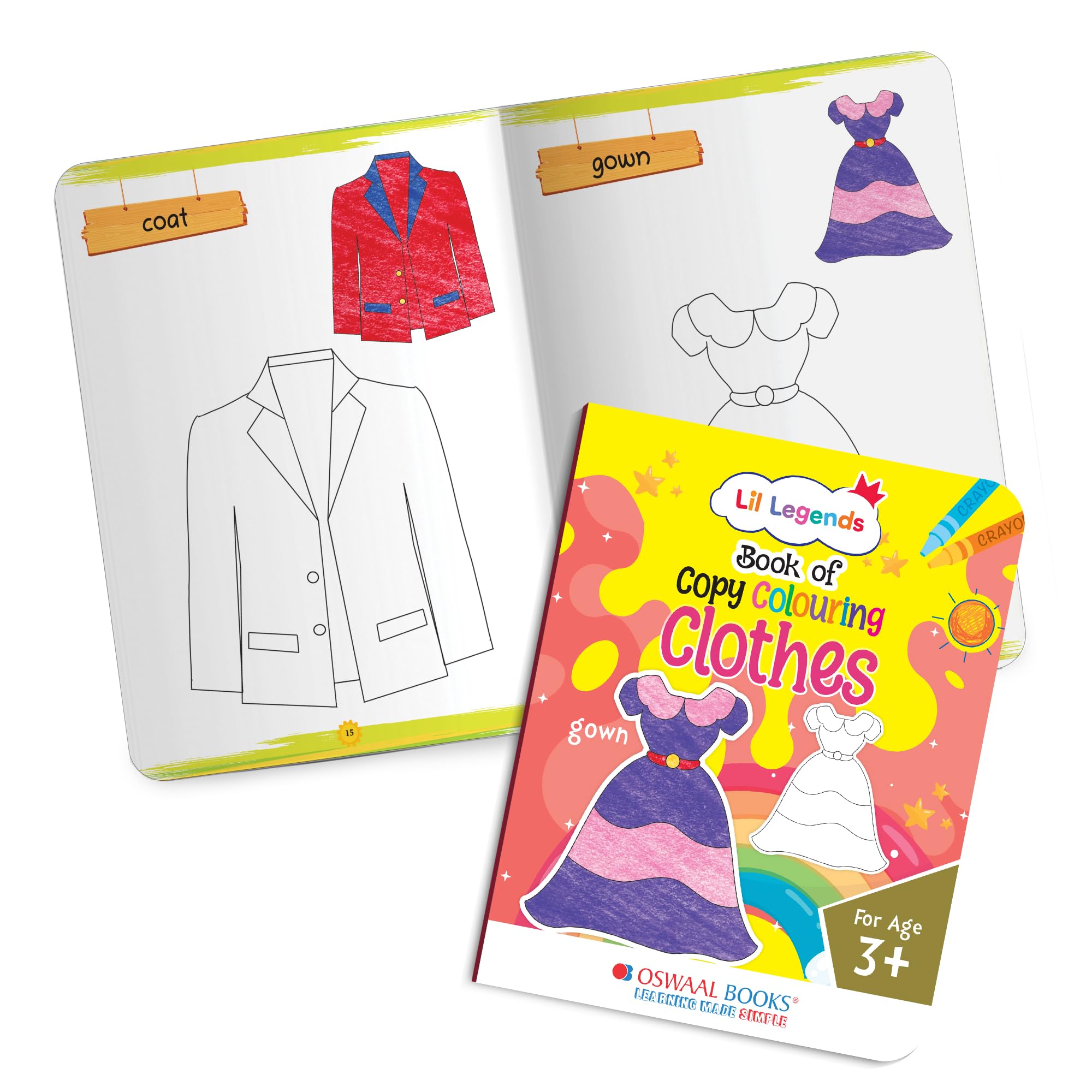 Oswaal Lil Legends Books of Copy Colouring Set of 5 Books for Kids | Transport, Shapes, Numbers, Clothes and Birds | Fun Activities and Vocabulary Booster | For LKG/UKG | Age 3+ 3