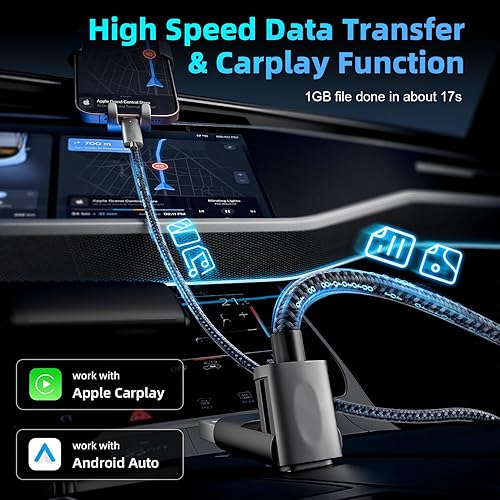 Miniatura 4 de Cable de carga trenzado 4 en 1, cargador de iPhone de 100 W, cable de carga rápida USB AC a CLightning múltiple, cargadores universales para
