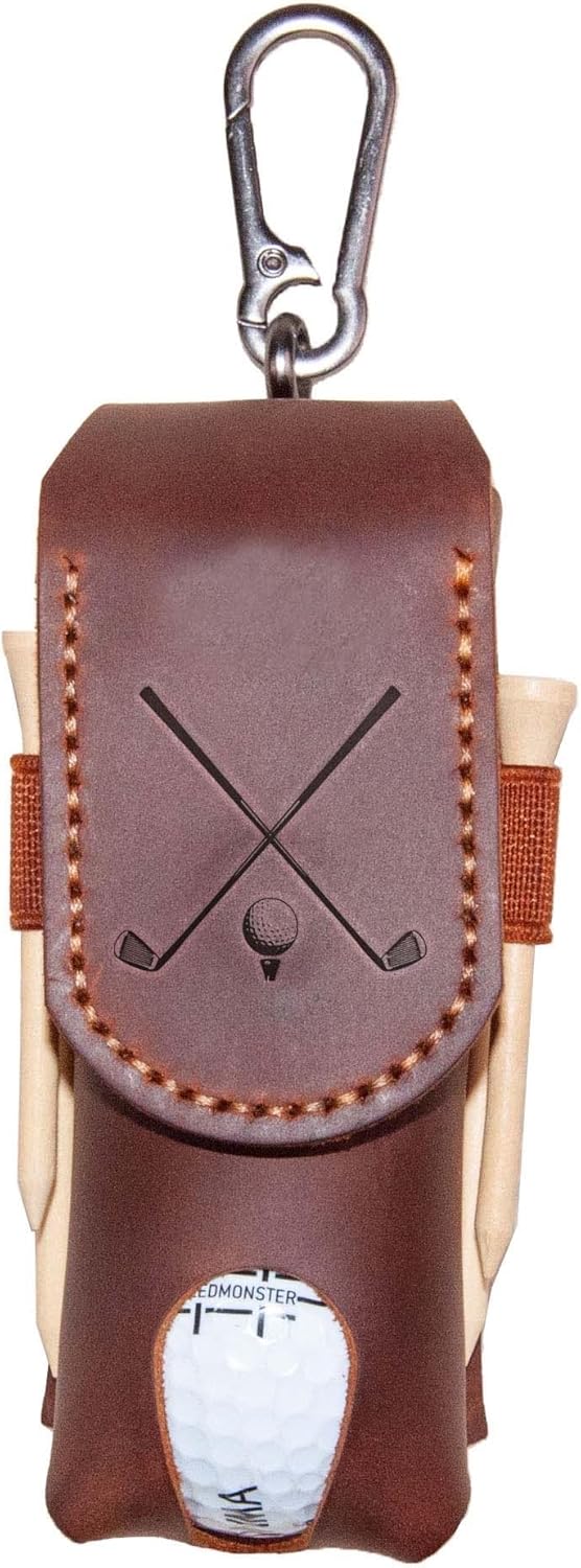 Personalized Golf Ball Bag, Custom Name Golf Bag & Tee Holder, Golf Pouch Bag Tees Holder Ball Pocket, Leather Golf Travel Bag, Christmas Gift,Great Golf Gifts (Pattern #1)
