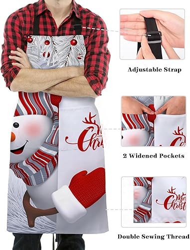 Miniatura 3 de Shine-Home Delantales de playa con pechera de Papá Noel para mujer con bolsillos, delantal de cocina, Navidad, verano tropical