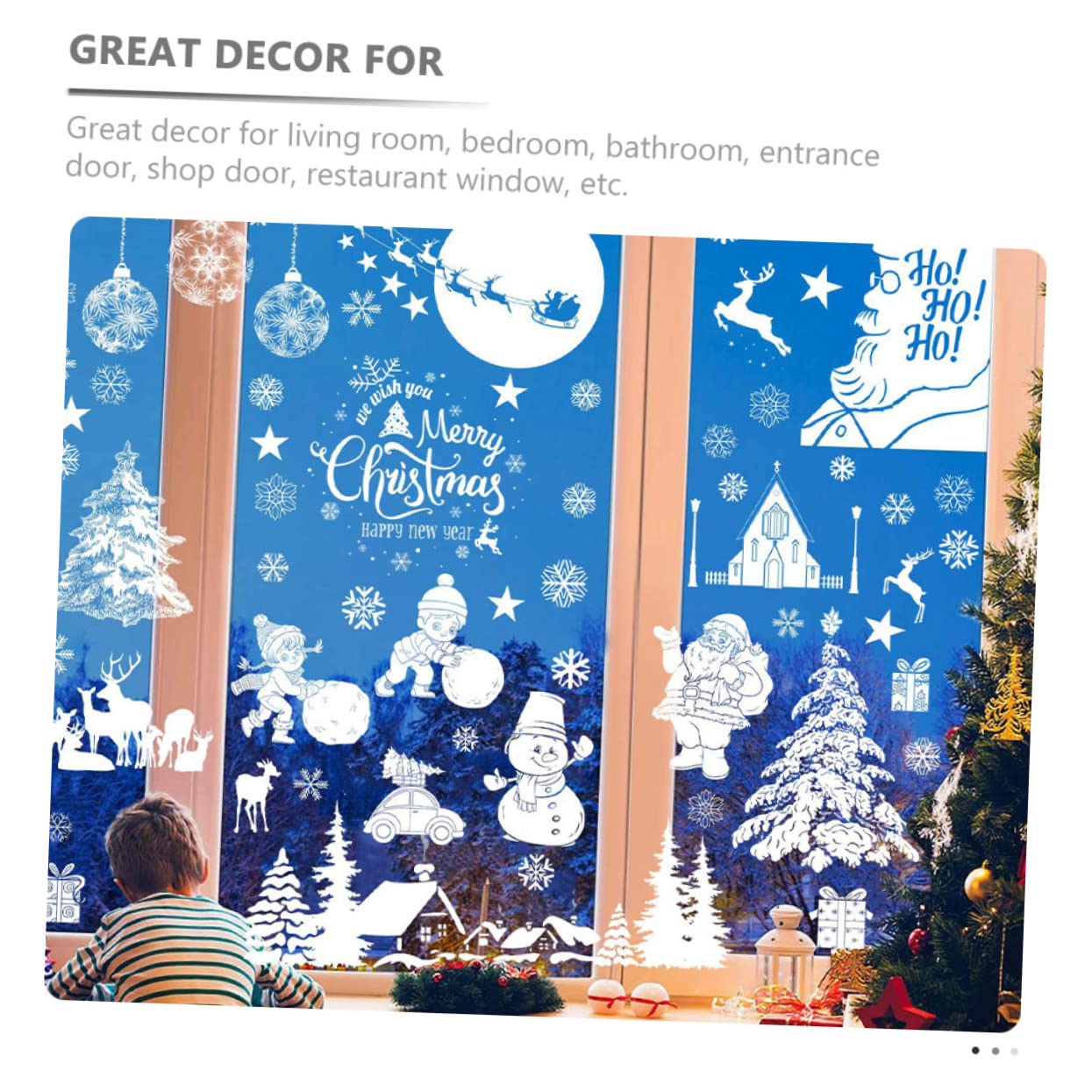 TOPBATHY 45 Blatt Weihnachtsaufkleber Wandtattoo Weihnachten PVC-Fenster haftet weihnachtsdeko Weihnachtssticker Wasserfeste Aufkleber abnehmbare Fensteraufkleber filigrane Fensteraufkleber