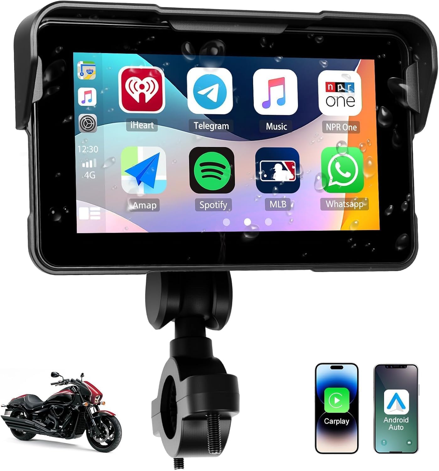 Amazon.co.jp: Auometo 5インチ バイク用ディスプレイオーディオ