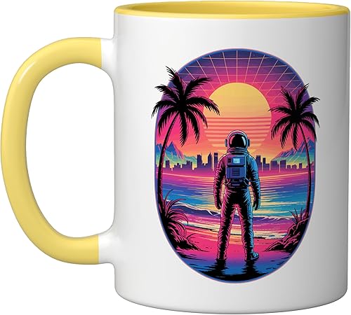 Miniatura 9 de Vaporwave Synthwave Astronaut Spaceman Science Space - Taza de cerámica, color azul/blanco