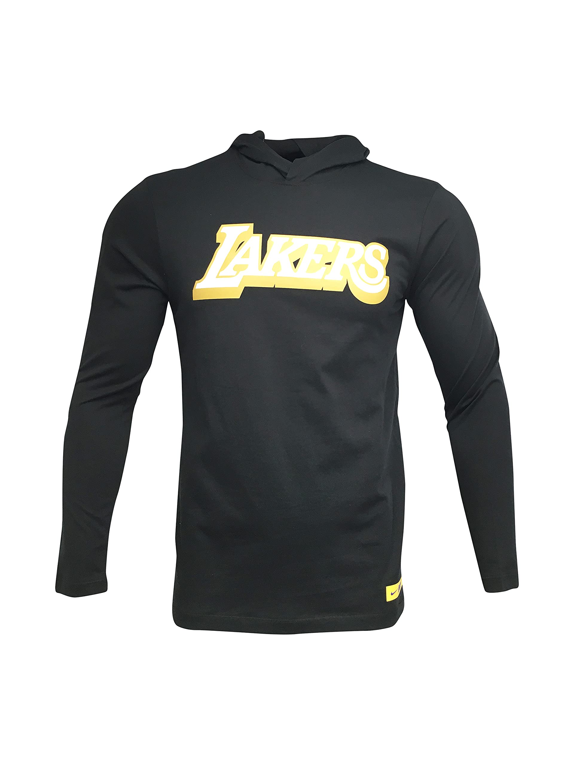 Nike Men's Los Angeles Lakers Long Sleeve Hoodie T-Shirt 100% Cotton Lakers City Edition Black (Smal