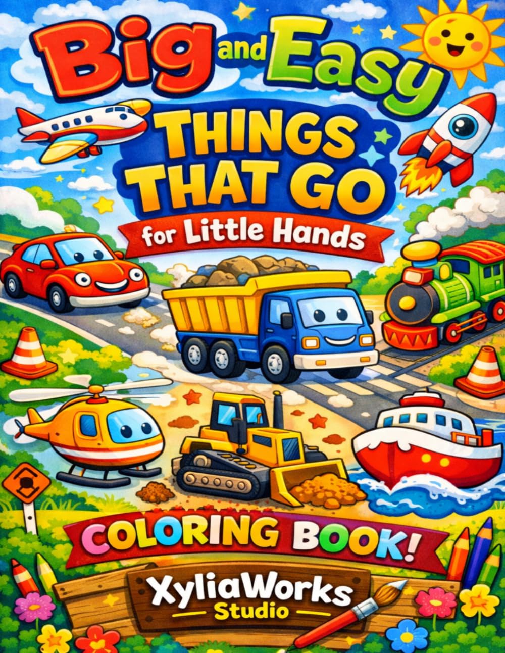 Big and Easy Things that Go for Little Hands Coloring Book: Simple Cars, Trucks, Planes and More for Toddlers Ages 3–5: Book One (1) (Big and Easy ... Toddlers, Preschoolers and Early Learners)