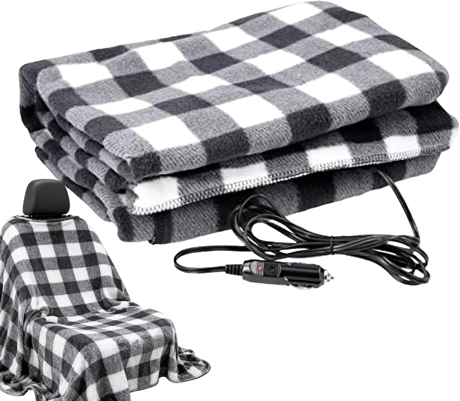 Heated Car Blanket, 3 Levels Auto Off Beddings, 12V Electric Heated Throw for Vehicles, Warm Travel Blanket with Fast Heating Function, for Commuting Camping Road Trips Family Outings Women Adults