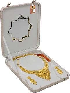 atorakushon Fabric Women Jewellery Storage Box Necklace Pendant Earring Ring Bracelet Storage Holder Display Box for Wedding Engagement Cream