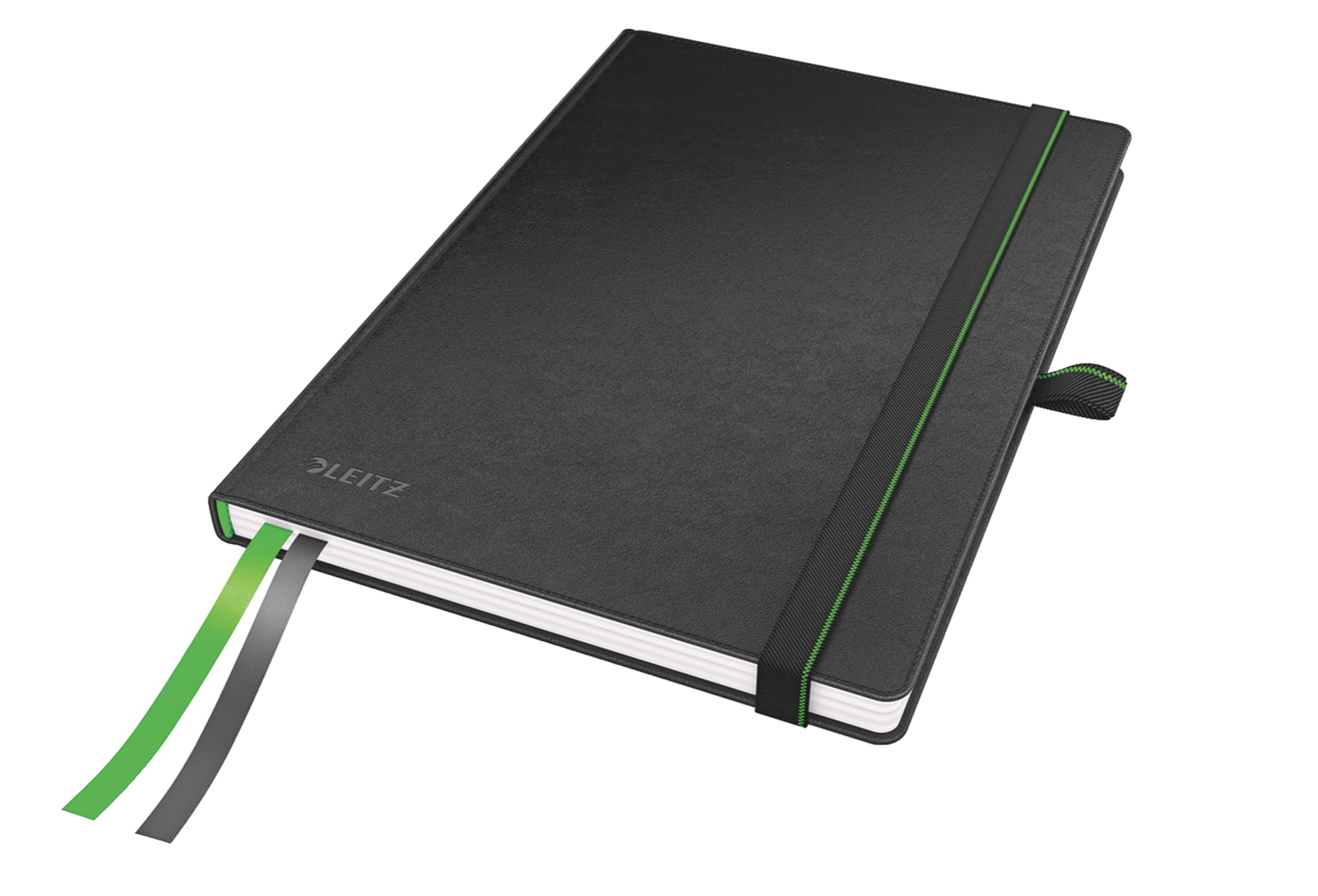 Leitz Complete Notebook A5 Lined, 160 Pages, 80 Sheets, Hardcover, 100 g/m² Paper FSC Certified, Fastener, Bookmark, Pen Loop, Black, 44780095