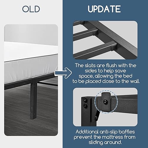 Miniatura 6 de Yaheetech Base de cama individual con espacio de almacenamiento, no necesita somier, potente espacio de almacenamiento de 14 pulgadas, soporte de