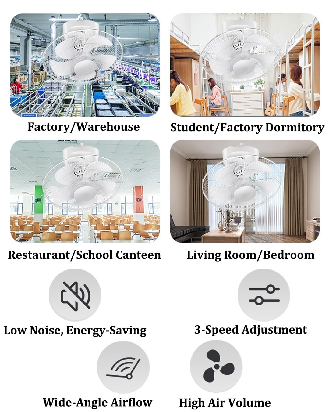 Ventilatore a soffitto Senza Luce, Telecomando, 3 velocità | Silenzioso, 60W, timer 4h, per camera da letto, ufficio, casa, dormitorio(Remote Control Model,18in)