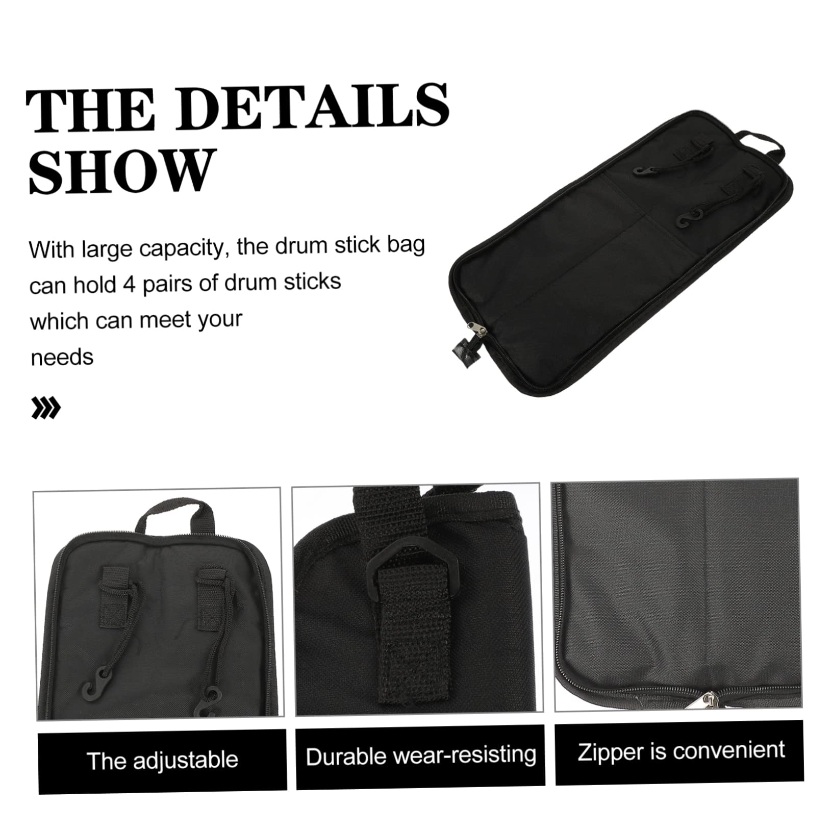 Yardwe Drumstick Holder Portable Drum Stick Carry Bag with Strap Simple Storage for Drummers Durable and Lightweight Drumstick Organizer for Practice