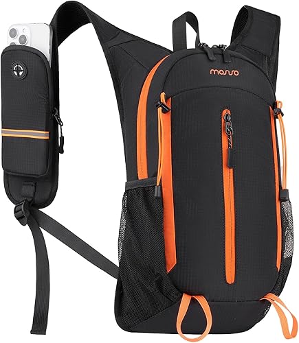 MOSISO 12L Small Hiking Backpack for Women Men, Foldable Casual Daypack Lightweight Packable Backpack with Front Vertical Pocket for Travel Camping