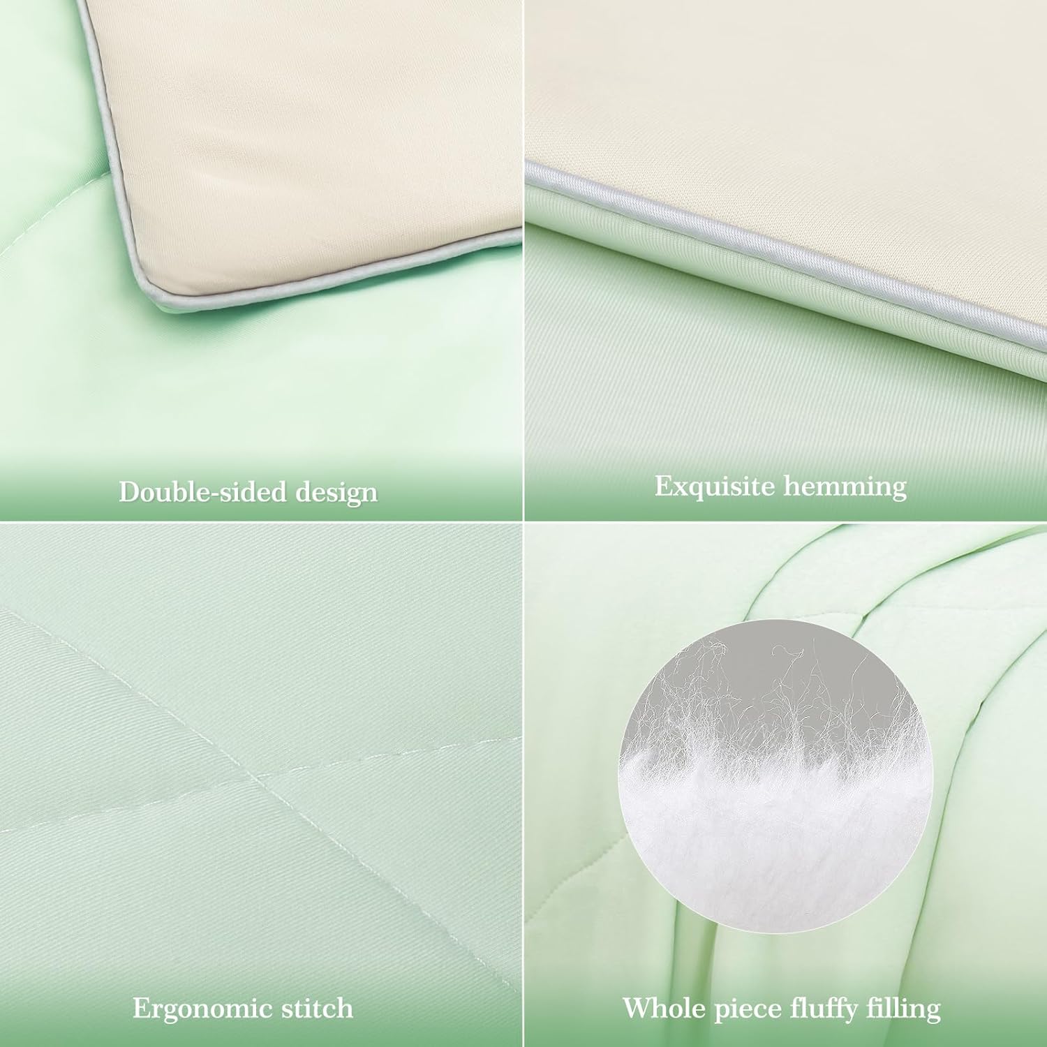 Elegear Cooling Comforter Queen Absorbs Body Heat to Keep Cool, Cooling Blanket for Hot Sleepers Japanese Arc-Chill 3.0 Cool Tech Fabric Summer Comforter Hypo-Allergenic Cooling Quilt - Green/Beige - Image 9